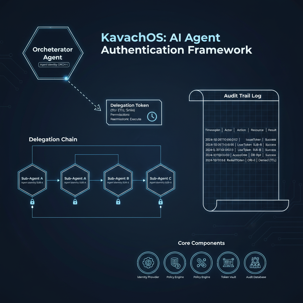Rethinking Authentication for the Agentic Era: A Deep Dive into KavachOS 2 KavachOS Agent Authentication Architecture Diagram
